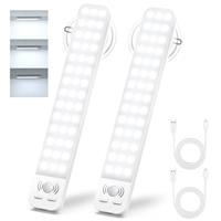 Ylatoial Under Cabinet Kitchen Lights Motion Sensor, 3000K 42LEDs Dimmable Cabinet Light 25cm 2000mAh Motion Sensor Light Indoor Type-C Rechargeable Battery Powered for Stairs Wardrobe Closet-2 Pack