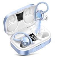 KT1 Wireless Earbuds, Bluetooth 5.3 Headphones, 2025 Wireless Earphones HiFi Stereo Sound with ENC Mic, Sport Headsets in Ear EarHooks for Running,120H Dual LED Display,Rose