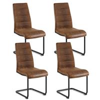 Weegstok Dining Chairs Set of 2 Modern Soft Linen Look Fabric Upholstered Chairs with Sturdy Cantilever Base Metal Legs for Kitchen, Dining Room, Living Room, Office