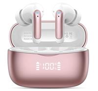 Wireless Earbuds, Bluetooth 5.3 Headphones In Ear with 4 ENC Noise Cancelling Mic, Deep Bass Stereo Sound Wireless Headphone, 56H Playtime, IPX7 Waterproof Bluetooth Earbuds with LED Display, Silver