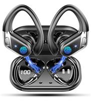 Wireless Earbuds, 2025 Bluetooth 5.4 Headphones Sports, Deep Bass Stereo in Ear Headphone for Running, 50H Wireless Earphones with Mic CVC 8.0 Cancelling Mic Earphones, 1.5 H USB-C Fast Charge, Black