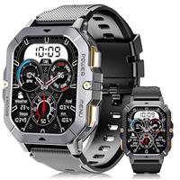 OUKITEL BT12 Military Smart Watch for Men GPS (Answer/Make Calls) 480mAh Smartwatch 5ATM Waterproof, 1.43" AMOLED Smart Watch with Pressure&Altitude&Compass for Android iOS