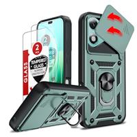 LeYi for Honor Lite 5G Case, Camera Lens Slide Design, 2 Pack Screen Protectors, Military Shockproof Phone Cover with Ring Stand Holder Phone Case for Honor Lite