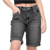 NOROZE Women's Ladies Knee Length Denim Stretchy Bermuda Shorts Contrast Turn Up Cropped Jean Shorts Denim Capri Pants Rolled-Up Hem Casual Summer Classic Cotton Pants with Pockets