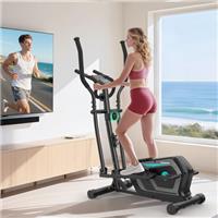Elliptical Cross Trainer for Home, 16-Level Resistance Magnetic Elliptical Machine, Ultra-Quite Cross Trainer with LCD Monitor, Pulse Sensor for Home Gym, Device Holder, Weight Capacity 130KG