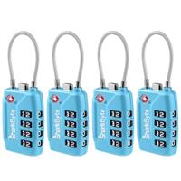 SharkByte 541 TSA Suitcase Locks - 1, 2, 3, 4 Pack 4-Dial Security Travel Combination Padlock, Flexible Cable Travel Lock for Suitcases Luggage Case Travel Bag Gym Locker Code Padlock