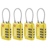 SharkByte 541 TSA Suitcase Locks - 1, 2, 3, 4 Pack 4-Dial Security Travel Combination Padlock, Flexible Cable Travel Lock for Suitcases Luggage Case Travel Bag Gym Locker Code Padlock