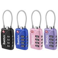 SharkByte 541 TSA Suitcase Locks - 1, 2, 3, 4 Pack 4-Dial Security Travel Combination Padlock, Flexible Cable Travel Lock for Suitcases Luggage Case Travel Bag Gym Locker Code Padlock