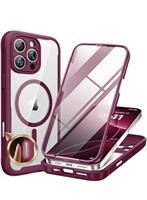 Miracase Magnetic Case for iPhone 14/15/16/16e Series Glass Case Compatible with MagSafe, [Built-in Glass Screen Protector] Full Body Case A005