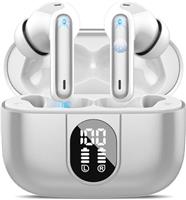 Wireless Earbuds, Bluetooth 5.3 Headphones In Ear with 4 ENC Noise Cancelling Mic, 40H Playtime Bluetooth Earphones, Mini Deep Bass Stereo Ear Buds, IP7 Waterproof Wireless Headphones, LED Display