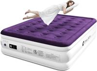 CHILLSUN Air Bed, Inflatable Air Mattress with Built-in Pump, Double-High Airbed in 3 Mins Self-Inflation/Deflation, Flocked Surface Guest Blow Up Bed for Home & Camping