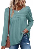 Aokosor Long Sleeve Tops for Women Crew Neck Womens Blouses Puff Sleeve Ladies Sweatshirts Fall Outfit Plus Size Tops