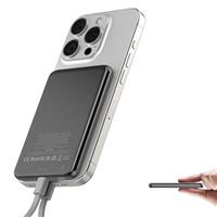 Magnetic Power Bank, Wireless Portable Charger 5000mAh, PD20W Fast Charging Powerbank for Magsafe, Slim USB C In&Out Phone Battery Pack with Lanyard Charging Cable For iPhone 16/15/14/13 Plus Pro Max