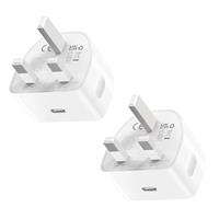 USB C Plug for iPhone 16 15 14 13 12 11 Pro Max Plus X XS XR 8, SE 2020, Pad Pro Air Mini, Samsung Galaxy, 2-Pack 20W Fast Charger USBC Type C Power Charging Head Adapter Charge Wall PD UK TMKUHOR