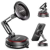 SYNCWIRE MagSafe Car Phone Mount, Suction Cup Phone Holder with N52 Magnets, 360 Rotation, Compatible with iPhone 12-15 Series & MagSafe Cases, with Magnetic Rings & Pad