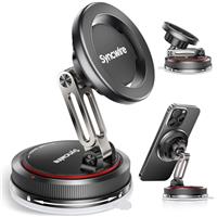 SYNCWIRE MagSafe Car Phone Mount, Suction Cup Phone Holder with N52 Magnets, 360 Rotation, Compatible with iPhone 12-15 Series & MagSafe Cases, with Magnetic Rings & Pad
