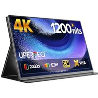UPERFECT 4K Portable Monitor 16" 3840x2400 UHD HDR |1200cd/ Brightness| 16:10 | 2000:1 | Portable Gaming Display, IPS FreeSync Speaker Travel Extra Screen for Laptop, USB-C Monitor, VESA & Smart Case