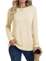 Cuptacc Ladies Tops Crew Neck Long Sleeve Tops Women Basic Womens T Shirts Tunic Longsleeve Casual Tshirt