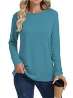 Cuptacc Ladies Tops Crew Neck Long Sleeve Tops Women Basic Womens T Shirts Tunic Longsleeve Casual Tshirt