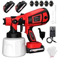 Cordless Paint Sprayer, Fence Paint Sprayer with 21V Battery, Handheld Paint Gun with 2x 2000mAh Batteries & Charger & 1000ML Container for Fencing, Sheds, DIY Painting