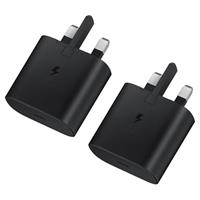 Samsung Super Fast Charger Plug 2-Pack, USB C Samsung Fast Charging Adapter 25W PPS USBC PD 3.0 UK For Galaxy S25 S24 S23 S22 Ultra S21 FE S20 PLUS A16 A15 A14 A55 A54 A53 A52 A35 A33 A34 A32 A06 A05S