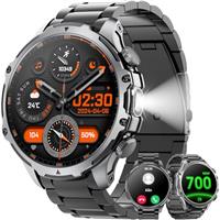 Military Smart Watch for Men (Answer/Make Call), 1,85" HD Touch Screen 700mAh Large Battery Fitness Watch with Flashlight/Heart Rate/Sleep Monitor Fitness Tracker for iPhone & Android