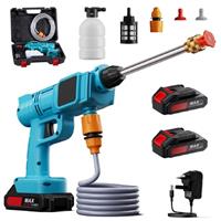 The Fellie Cordless Electric Pressure Washer, Portable Pressure Washer, Jet Washer Gun Kit With 2 * 21V 1500mAh Battery/2*Spray Nozzles/Hose, Car Wash Spray Gun for Car/Floor/Garden Cleaning, Green