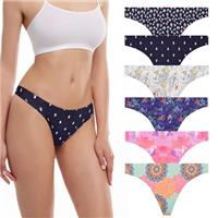 flintronic 6 Pack Seamless Women Thong Underwear, Sexy Ladies Underwear Panties, No Show Panties Multipack, Underwear Comfortable Quality
