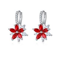 Josfeva Silver Hoop Earrings for Women, Double Flower Hoop Earring with Light Green Pink Blue Yellow Purple Red Green White Colourful Cubic Zirconia, Hypoallergenic Cartilage Hoops Ear Ring Hanging