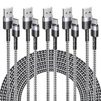 USB C Charger Cable 5Pack[1M+1M+2M+2M+3M] 3.1A USB A to USB C Type C Cable Fast Charging Lead Braided Phone USBC Charger Cord for iPhone 16 15,Samsung S25 S24 S23,Google Pixel,Switch,Steam