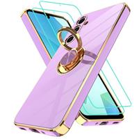 Gritup for Samsung Galaxy Shockproof Slim Fit Soft Cover,Built-in Ring Kickstand Phone Cover,with 2 Pcs HD Screen Protectors