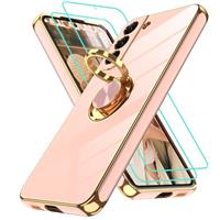 Gritup for Samsung Galaxy Shockproof Slim Fit Soft Cover,Built-in Ring Kickstand Phone Cover,with 2 Pcs HD Screen Protectors