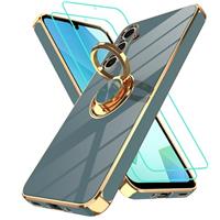 Gritup for Samsung Galaxy Shockproof Slim Fit Soft Cover,Built-in Ring Kickstand Phone Cover,with 2 Pcs HD Screen Protectors
