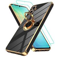 Gritup for Samsung Galaxy Shockproof Slim Fit Soft Cover,Built-in Ring Kickstand Phone Cover,with 2 Pcs HD Screen Protectors