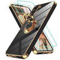 Gritup for Samsung Galaxy Shockproof Slim Fit Soft Cover,Built-in Ring Kickstand Phone Cover,with 2 Pcs HD Screen Protectors
