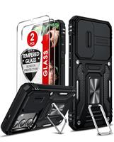 LeYi for Samsung Galaxy Phone Case, with 2 Pack Screen Protectors and Ring Stand Holder Hard Heavy Deauty Cover Shockproof Armour Protective