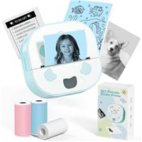 Byeodio Sticker Printer, Mini Photo Printer, Bluetooth Portable Sticker Maker with 3 Rolls Paper, Print Pod Inkless Thermal Printers for iphone, Impresora Porttil for Notes, Journal, DIY, Kids Gift