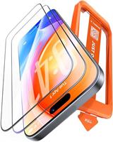 TORRAS [Full Screen Tempered Glass for iPhone Screen Protector, 8FT Military Shatterproof, 9H Anti-Scratch, No Bubbles No Dust, Durable Screen Protector iPhone Glass (2 Pack)