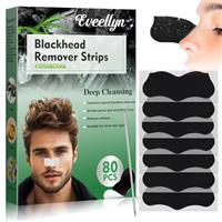 Eveellyn Blackhead Remover Strips, 80 Pcs Charcoal Nose Strips for Deep Cleansing, Removes Blackheads and Unclogs Pores, Suitable for All Skin Types, For Men and Women