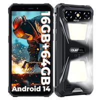OUKITEL G5 Rugged Smartphone 2025 Android 14, 6300mAh Rugged Phone,16GB RAM+64GB ROM/1TB Mobile Phones, 6" HD+ Display Waterproof Phone, Dual Camping Light, 13MP+5MP Camera, 5G WiFi/OTG/GPS, Black
