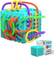 Luckynono 10 Silicone Strings Sensory Board Toy for Kids Adults, Sensory activity cube toys, Fine Motor Skills and Hand-Eye Coordination