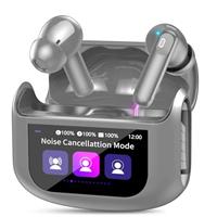 Wireless Earbuds with Smart Touch Screen ANC Active Noise Cancelling Bluetooth 5.4 Headphones in Ear Earphones with HD Mic HiFi Stereo Sound, Bluetooth Earphones 40H Playtime IP7 Waterproof, White