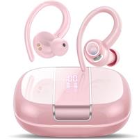 VKROBAG Wireless Earbuds, 2025 Bluetooth 5.3 Headphones with ENC Noise Canceling Mic, 48H Sport Ear Buds with Earhooks, 3D Stereo, LED Display, IPX7 Waterproof Wireless Earphones for Gym, Running