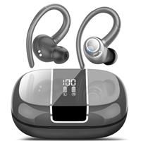 VKROBAG Wireless Earbuds, 2025 Bluetooth 5.3 Headphones with ENC Noise Canceling Mic, 48H Sport Ear Buds with Earhooks, 3D Stereo, LED Display, IPX7 Waterproof Wireless Earphones for Gym, Running