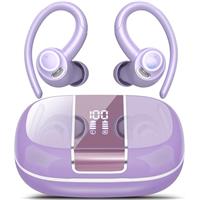 VKROBAG Wireless Earbuds, 2025 Bluetooth 5.3 Headphones with ENC Noise Canceling Mic, 48H Sport Ear Buds with Earhooks, 3D Stereo, LED Display, IPX7 Waterproof Wireless Earphones for Gym, Running
