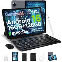 DOOGEE U11 2025 Newest Android 16 Tablet 11 Inch, Gemini AI Android Tablets Octa-Core 16GB RAM 128GB ROM(TF 2TB), 8580mAh Battery, Widevine L1|3.5mm Jack|GMS|5G WiFi Tablet with Keyboard&Pen, Black