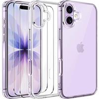 ivoler Clear Case Compatible with iPhone 16 Pro Max 6.9 inch, 1 Phone Case + 2 Tempered Glass Screen Protector, Non-Yellowing Military Shockproof Anti-Scratch Slim Phone Case Cover- Black