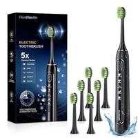 Sonic Electric Toothbrush with 4 Brush Heads, 50000 VPM, 5 Modes, Powerful Rechargeable Toothbrush, 2.5-Hour Fast Charge for 100 Days Use, IPX7 Waterproof, Convenient for Both Travel and Home Use