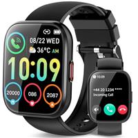 Smart Watch (Answer/Make Calls), Smart Watches for Men Women with 1.85 Touch Screen, Step Counter, IP68 Waterproof, 112 Sport Modes , Heart Rate/Sleep Monitor Fitness Watch for iOS Android, Black