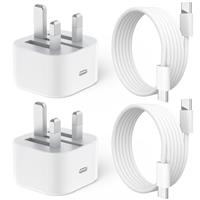 iPhone 15 16 Charger Fast Charging 2 Pack 20W USB C Charger Plug Fast with 2M USB C Cable Compatible with iPhone 16/16 Pro/16 Pro Max/15/15 Plus/15 Pro/15 Pro Max, iPad Pro/Air/Mini/11th/10th White